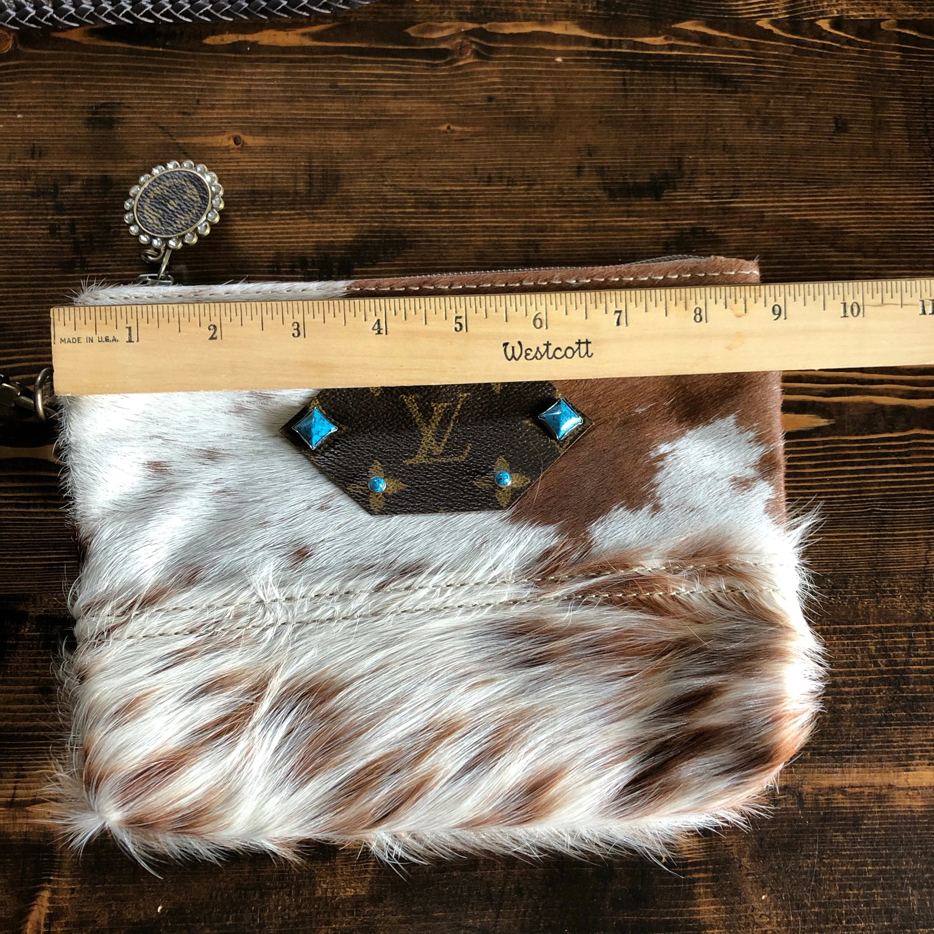 The Mockingbird - Hair on Hide Wristlet Bag - Blue Turquoise